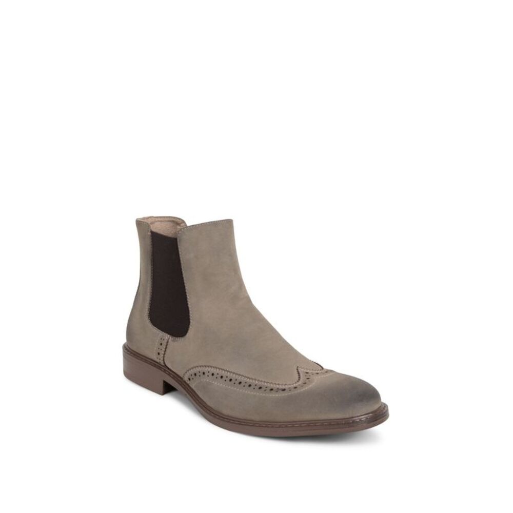 NWT REACTION KENNETH COLE Mens Beige Knock Wingtip Toe Block Heel Chelsea 9 M